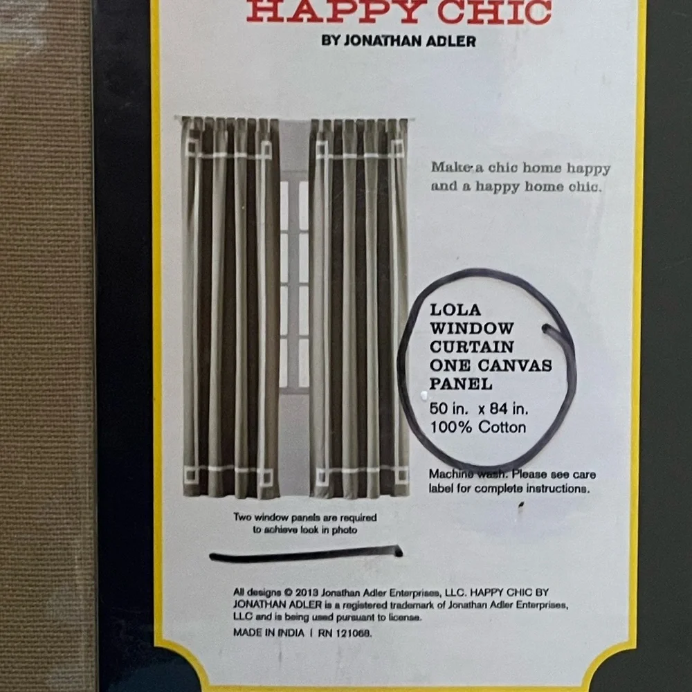 New Happy Chic by Jonathan Adler Lola Canvas Curtain Panel New One Panel